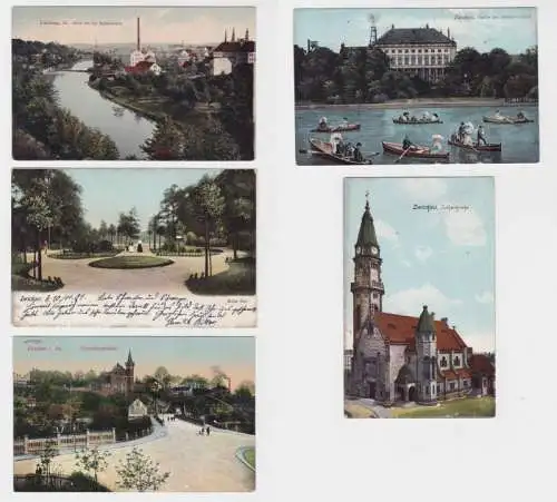 80130/5 Ak Zwickau Ortsansichten um 1910