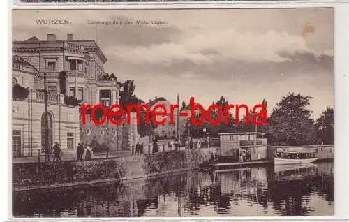 81000 Ak Wurzen Landungsplatz des Motorbootes 1915