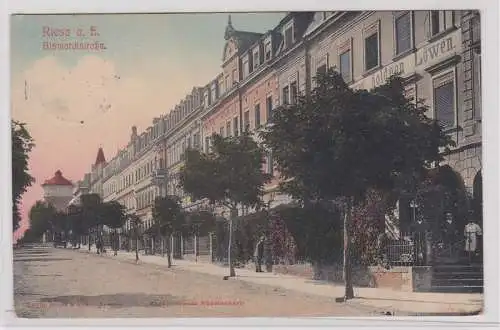 88596 Ak Riesa a.E. Bismarckstraße Gasthof zum goldenen Löwen 1909