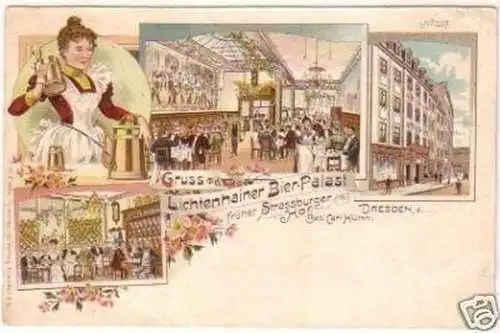 25213 Ak Lithographie Gruß aus Dresden Gasthaus 1900