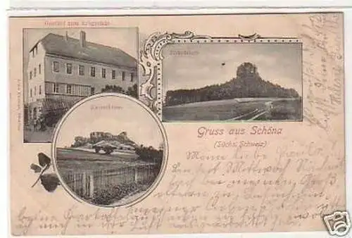 33584 Mehrbild Ak Gruß aus Schöna Gasthof usw. 1903