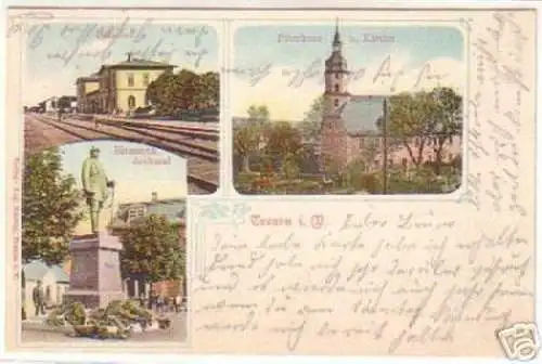 14081 Mehrbild Ak Treuen i.V. Bahnhof usw. 1904