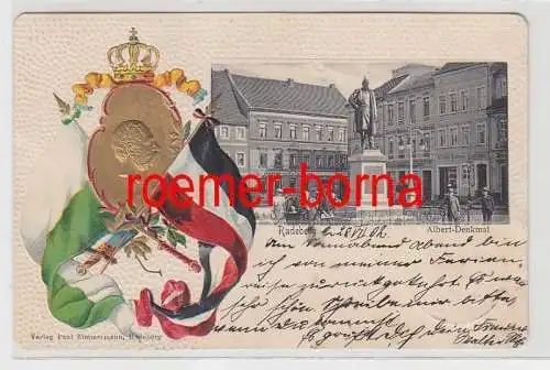 60766 Fahnen Präge Ak Radeberg Albert Denkmal 1902