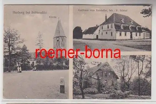 73151 Mehrbild Ak Horburg bei Schkeuditz Gasthaus, Pfarre, Kirche 1922