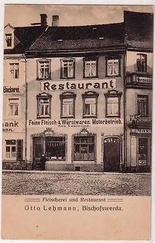 67459 Ak Bischofswerda Fleischerei und Restaurant Otto Lehmann um 1910