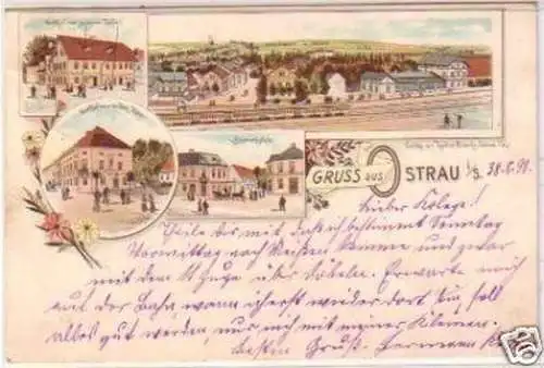 21831 Ak Lithographie Gruss aus Ostrau Gasthof 1898