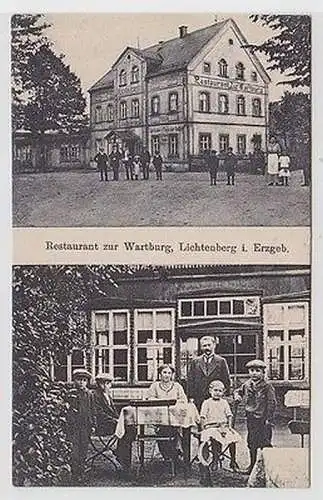 63088 Mehrbild Ak Lichtenberg im Erzgebirge Restaurant zur Wartburg 1920