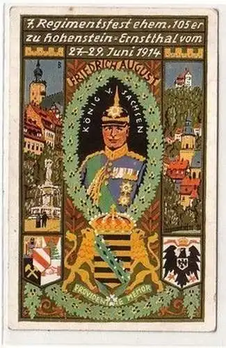 60629 Ak 7. Regimentsfest ehemaliger 105er zu Hohenstein Ernstthal 1914
