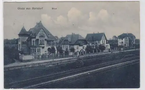 92774 Ak Gruß aus Borsdorf West Bahnanlagen 1911