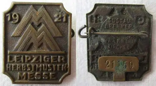 Blech Abzeichen Leipziger Herbstmustermesse 1921 Einkäuferabzeichen (166399)