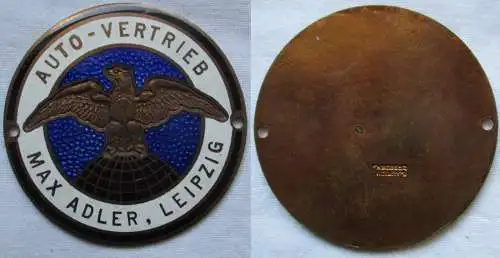 Firmen Plakette Werbung Reklame Auto-Vertrieb Max Adler Leipzig um 1930 (166414)