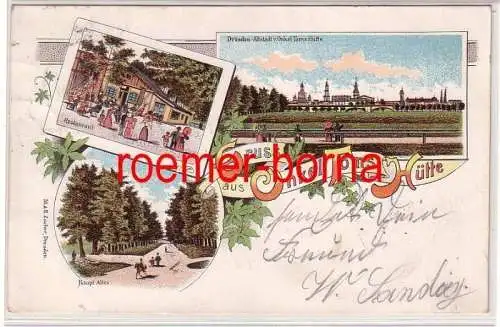 80402 Ak Lithographie Gruss aus Onkel Toms Hütte bei Dresden 1900