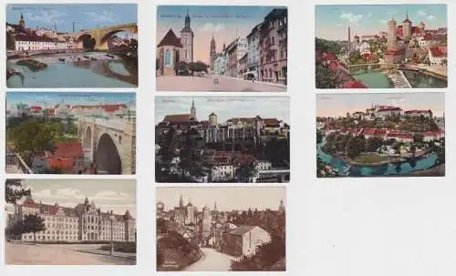 69923/8 Ak Bautzen Justizgebäude, Steinstr., Scharfenweg usw. um 1910