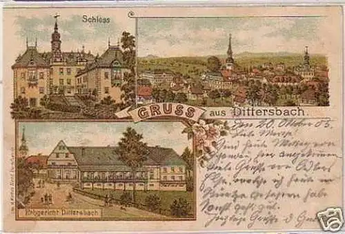 24162 Ak Lithographie Gruß aus Dittersbach 1905