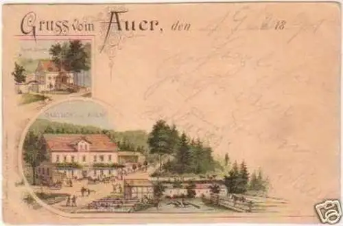 20267 Ak Lithographie Gruß vom Auer Gasthof 1891