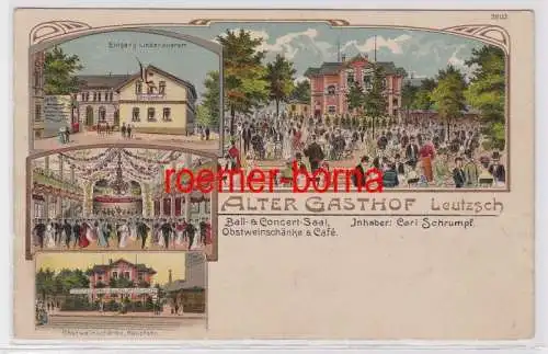 86803 Ak Lithographie Leutzsch Alter Gasthof Obstweinschänke & Café um 1910