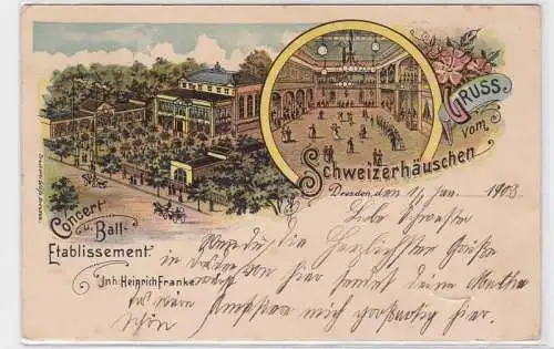 86459 Ak Lithographie Gruß vom Schweizerhäuschen Dresden 1903