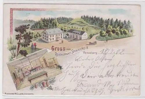 92416 Ak Lithographie Gruß vom Restaurant Spinnerei II Venusberg 1902