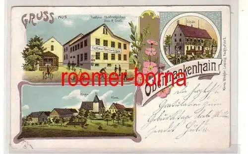 80757 Ak Lithographie Gruß aus Oberfrankenhain Gasthaus, Schule usw. 1904