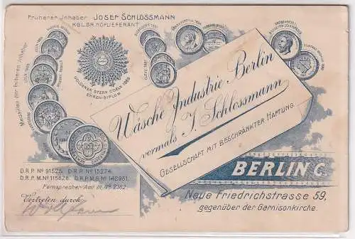 15452 Vertreterkarte Werbekarte Wäsche-Industrie Berlin vorm. J. Schlossmann
