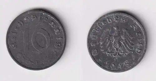 10 Reichspfennig Zink Münze 3.Reich 1948 F Jäger 375 f.vz (109563)
