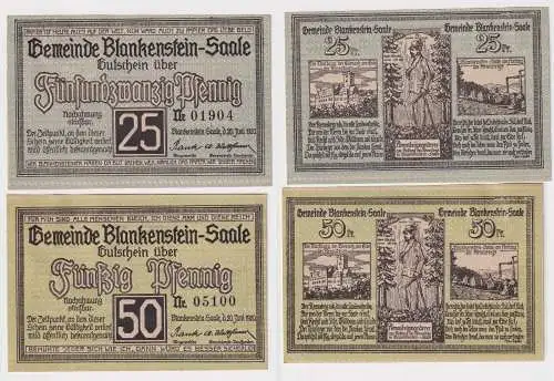 25 & 50 Pf. Banknoten Notgeld Gemeinde Blankenstein Saale 1920 (168917)