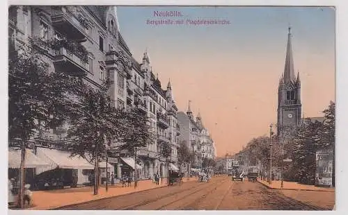 43942 Ak Neukölln Berlin Bergstraße mit Magdalenenkirche 1916