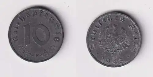 10 Reichspfennig Zink Münze 3.Reich 1945 F Jäger 375 (103578)