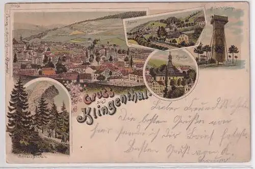 55839 AK Gruss aus Klingenthal - Kirche, Albertsthurm, Schneckenstein