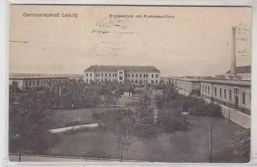 17156 Ak Garnisionlazarett Leipzig Krankenblock und Krankenpavillons 1910