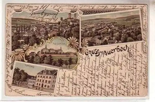 54146 Ak Lithographie Gruss aus Auerbach 1898