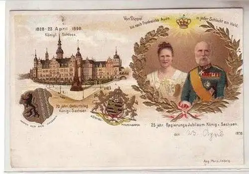 58798 Präge Ak Lithographie Dresden königliches Schloss 1898