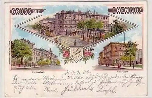 42676 Ak Lithographie Gruß aus Chemnitz Hauptbahnhof 19