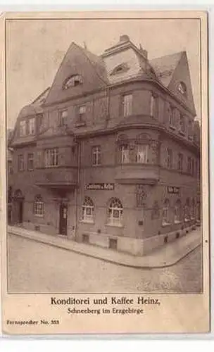 53837 Ak Schneeberg im Erzgebirge Konditorei und Kaffee Heinz 1921