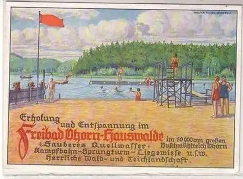 55207 Ak Freibad Ohorn Hauswalde Buschmühlteich um 1935