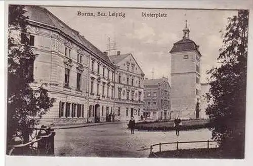 50181 Ak Borna Dinterplatz mit Hotel "Zur Börsenhalle" um 1910