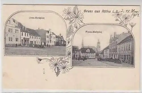 44415 Mehrbild Ak Gruß aus Rötha Marktplatz in Sa. 1907