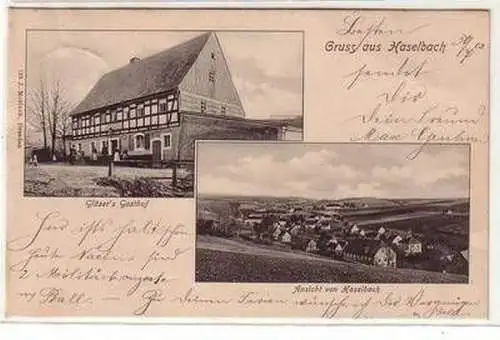 55603 Mehrbild Ak Gruß aus Haselbach Gläsers Gasthof und Totalansicht 1903