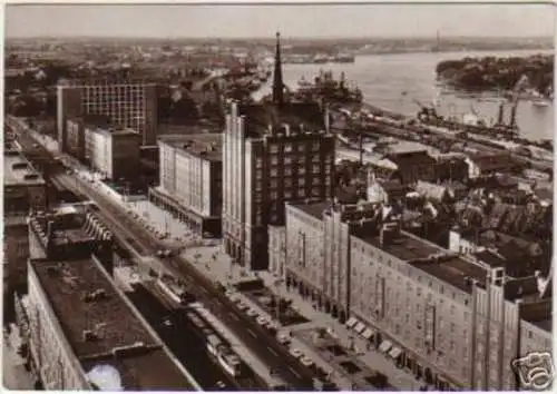 12121 Ak Rostock Lange Straße Totalansicht 1980