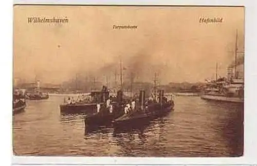 39742 Ak Wilhelmshaven Torpedoboote Hafenbild um 1910