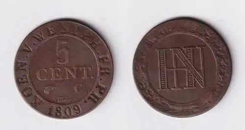 5 Centimes Kupfer Münze Westfalen 1809 C ss (170791)