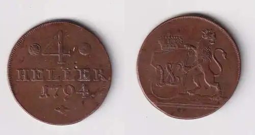 4 Heller Kupfer Münze Hessen Kassel 1794 ss+ (170458)