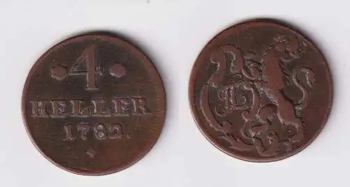 4 Heller Kupfer Münze Hessen Kassel 1782 ss (170710)