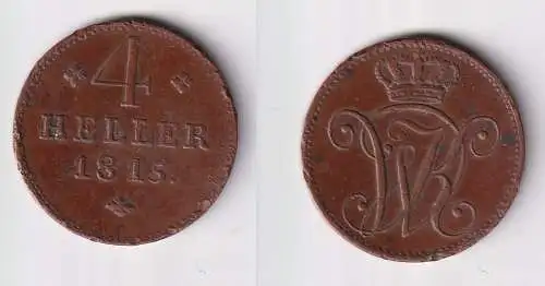 4 Heller Kupfer Münze Hessen Kassel 1815 ss (170461)