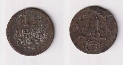 2 Heller Kupfer Münze Hessen Kassel 1746 s/f.ss (170759)