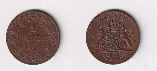 1 Pfennig Kupfer Münze Nassau 1859 Adolph 1839-1866 (170321)