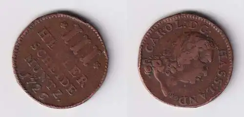 3 Heller Kupfer Münze Hessen Kassel 1726 f.ss (170379)