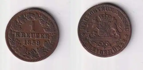 1 Kreuzer Münze Nassau 1859 Adolph 1839-1866 (170330)