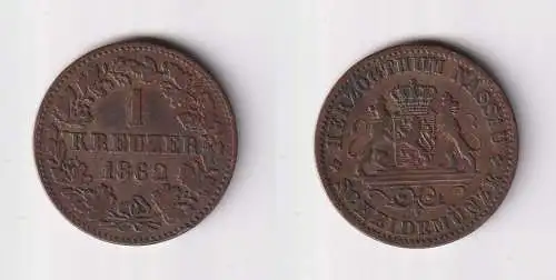 1 Kreuzer Münze Nassau 1862 Adolph 1839-1866 (170649)