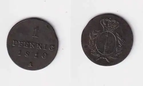 1 Pfennig Kupfer Münze Brandenburg Preussen 1810 A vz (170594)